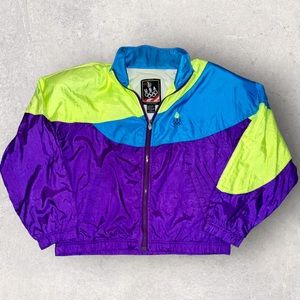 Vintage Olympics JC Penney’s Windbreaker Jacket Neon Color Block Size Medium 90s
